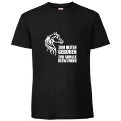 T Shirt - Kinder - schwarz - Rundhals - Zum Reiten geboren (Motiv 1)
